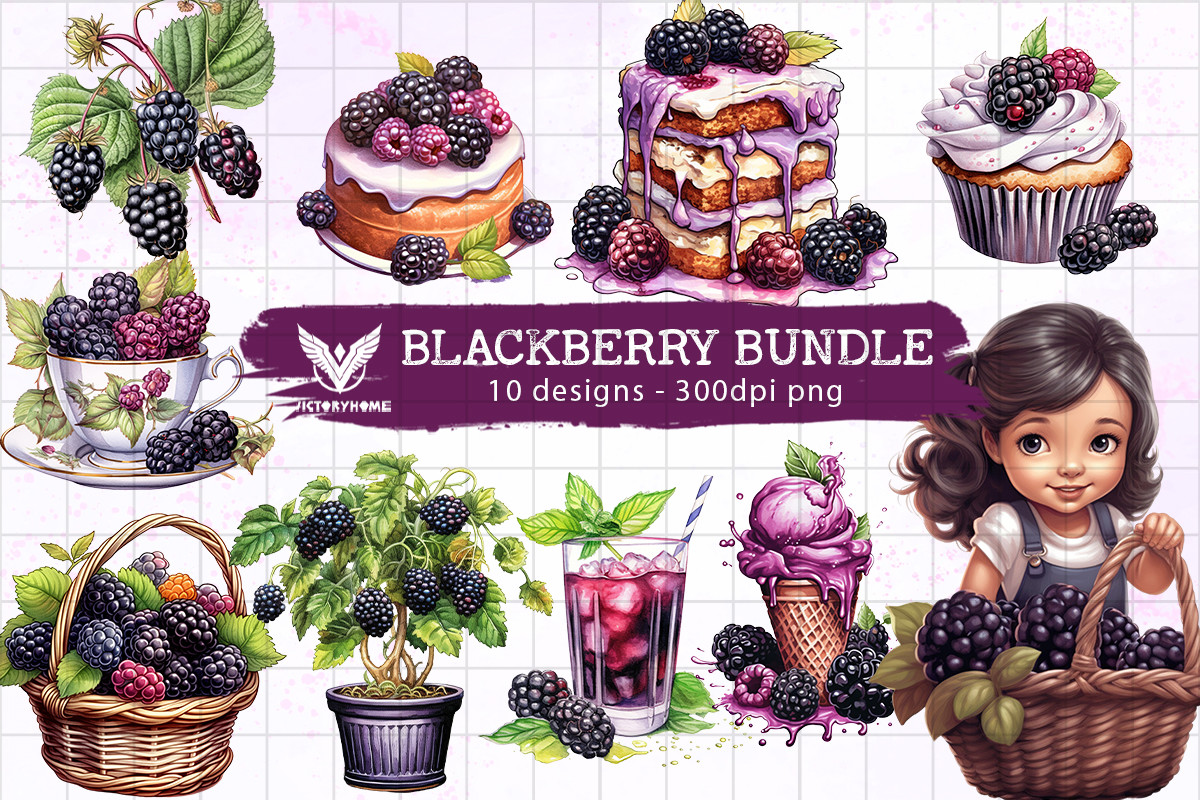 Blackberry Bundle Sublimation Clipart