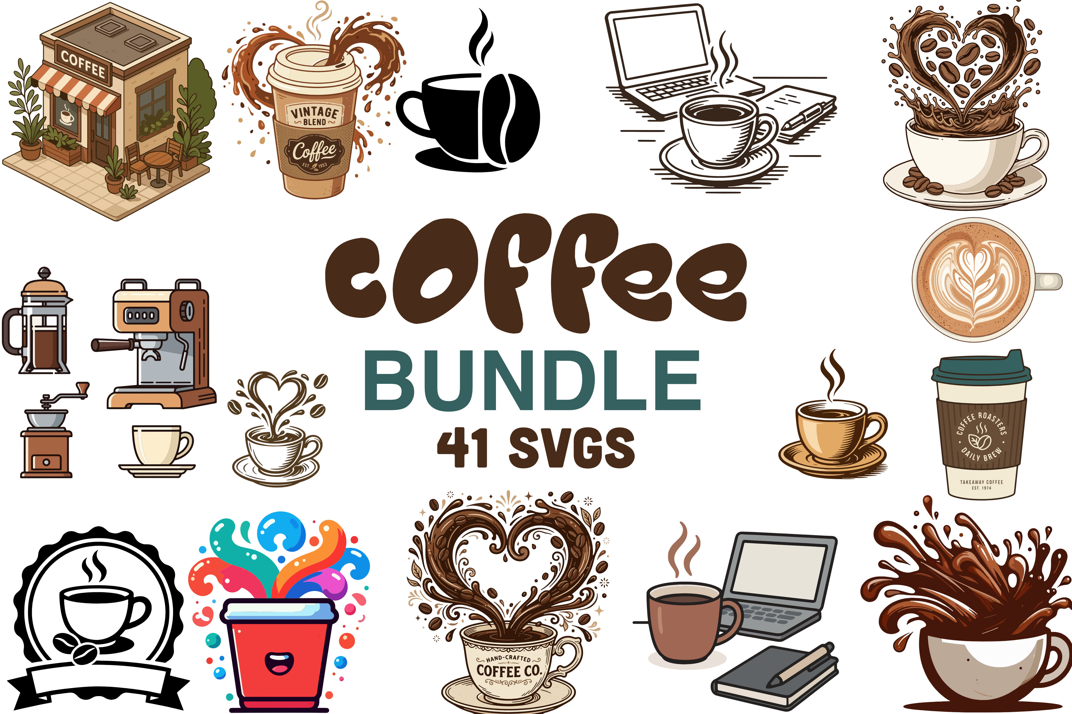 Coffee Svg Bundle, Coffee Cup, Barista
